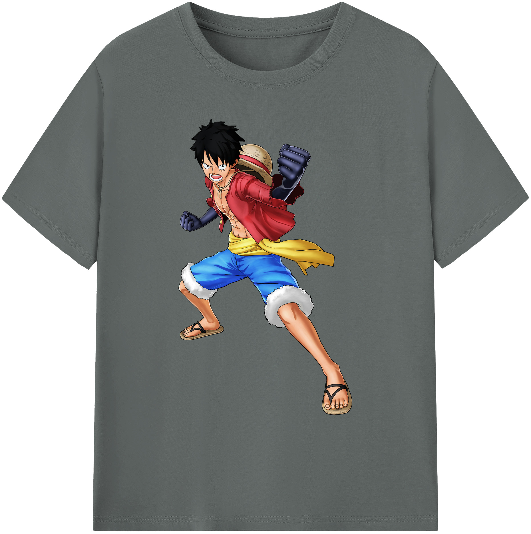 ワンピース モンキー・D・ルフィ ONE PIECE Monkey D. Luffy 綿100％ メンズ半袖Tシャツ｜肌触りやわらか＆通気性